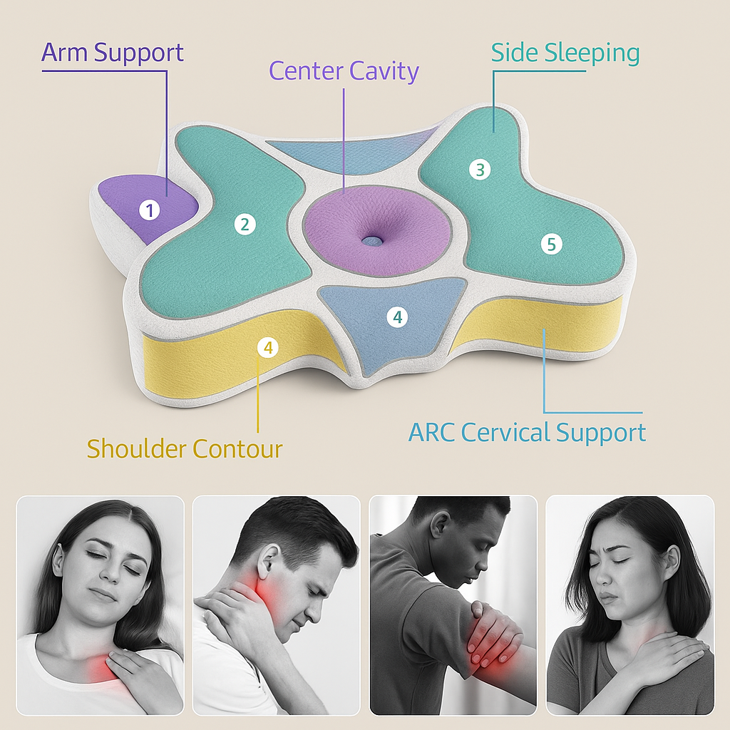 Sommerfuglformet minneskum ergonomisk pute | Skanto