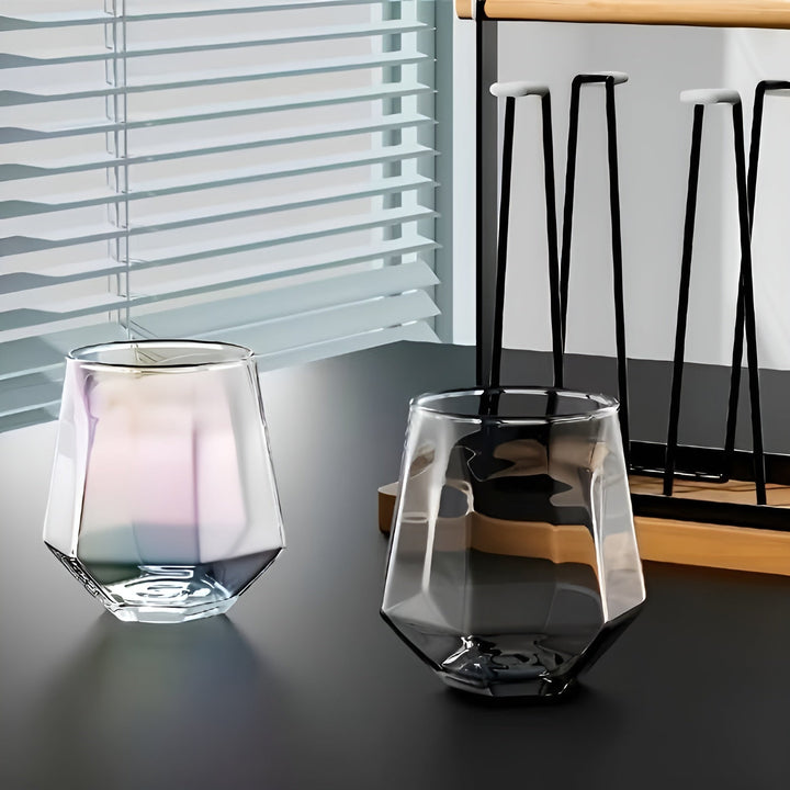 Gjennomsiktig glass, sett med 4 deler – Stilig og dekorativt design | 300 ml glass for vann, juice og te