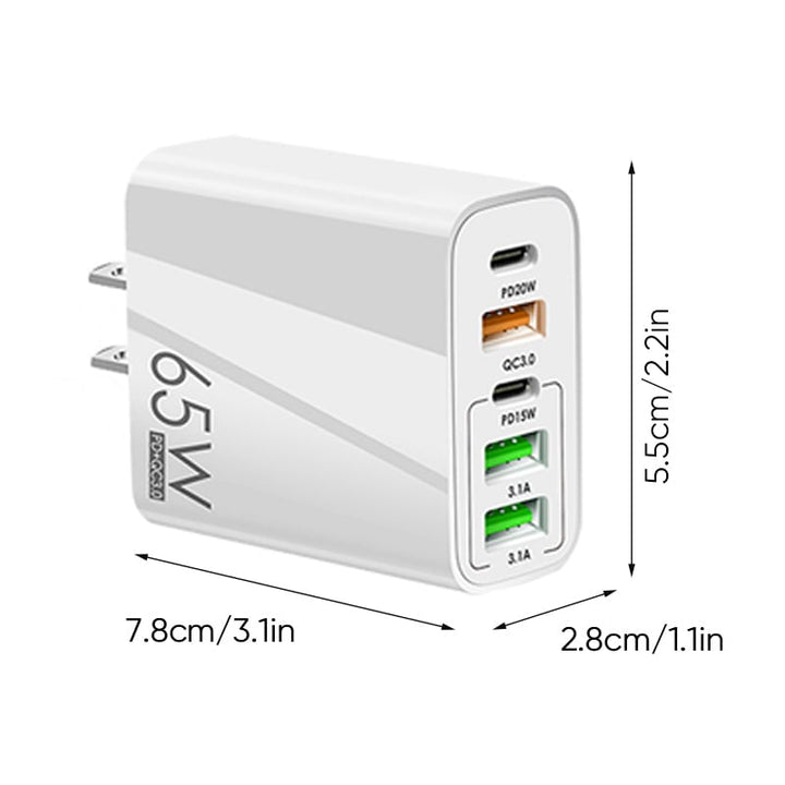 Multi Port Adapter 65W Hurtiglader - US Standard | Skanto