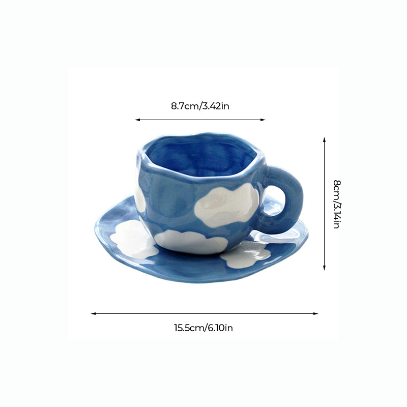 Håndmalt kreativ kaffekopp, keramisk tekopp og fatsett | Skanto