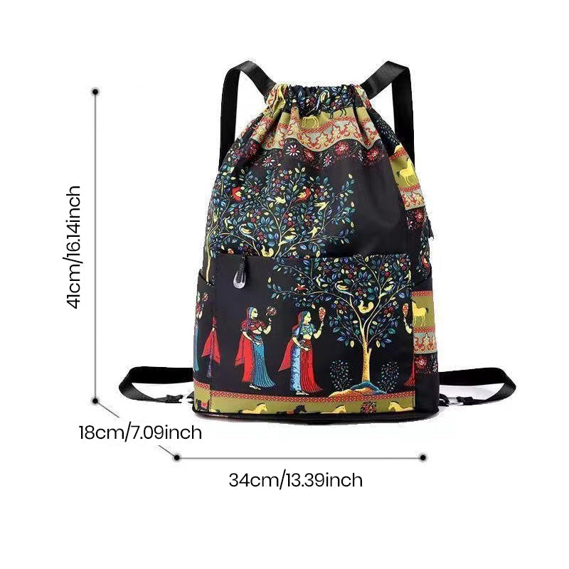 Drawstring skulderveske i etnisk stil | Skanto