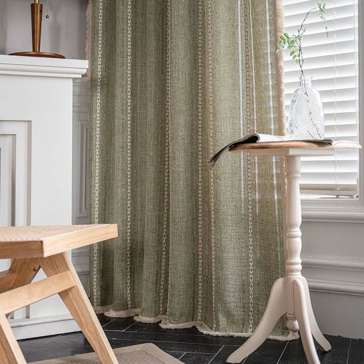 Enkel Stripe Hollow-out Semi-skygge Tussel Gardin | Skanto
