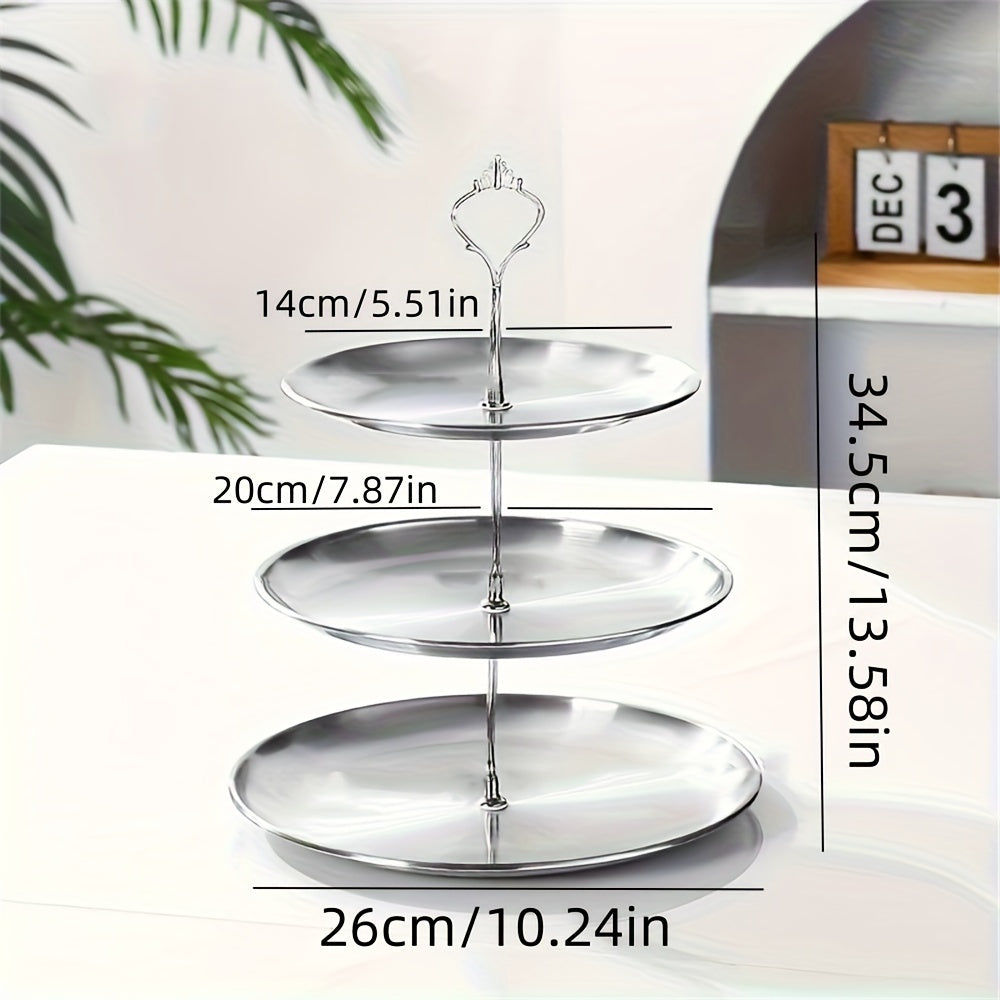 SteelTower - Elegant Triple Serving Plate for Parties Skanto