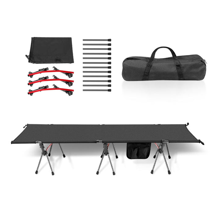 Folding Bed Black Camping Bed Høydejusterbar | Skanto