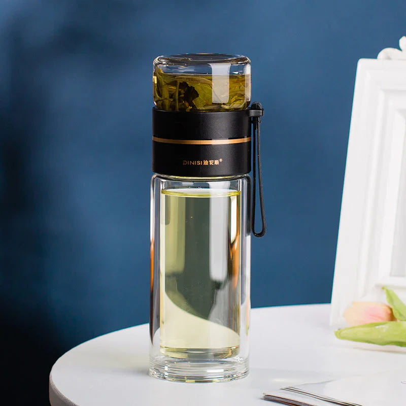 Skanto | Dobbelveggs glassflaske med tefilter og infusor