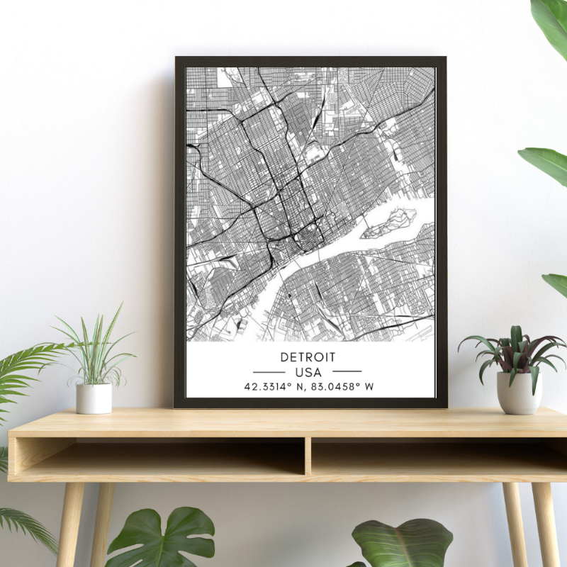 Detroit bykart - Lerret veggkunst maleri
