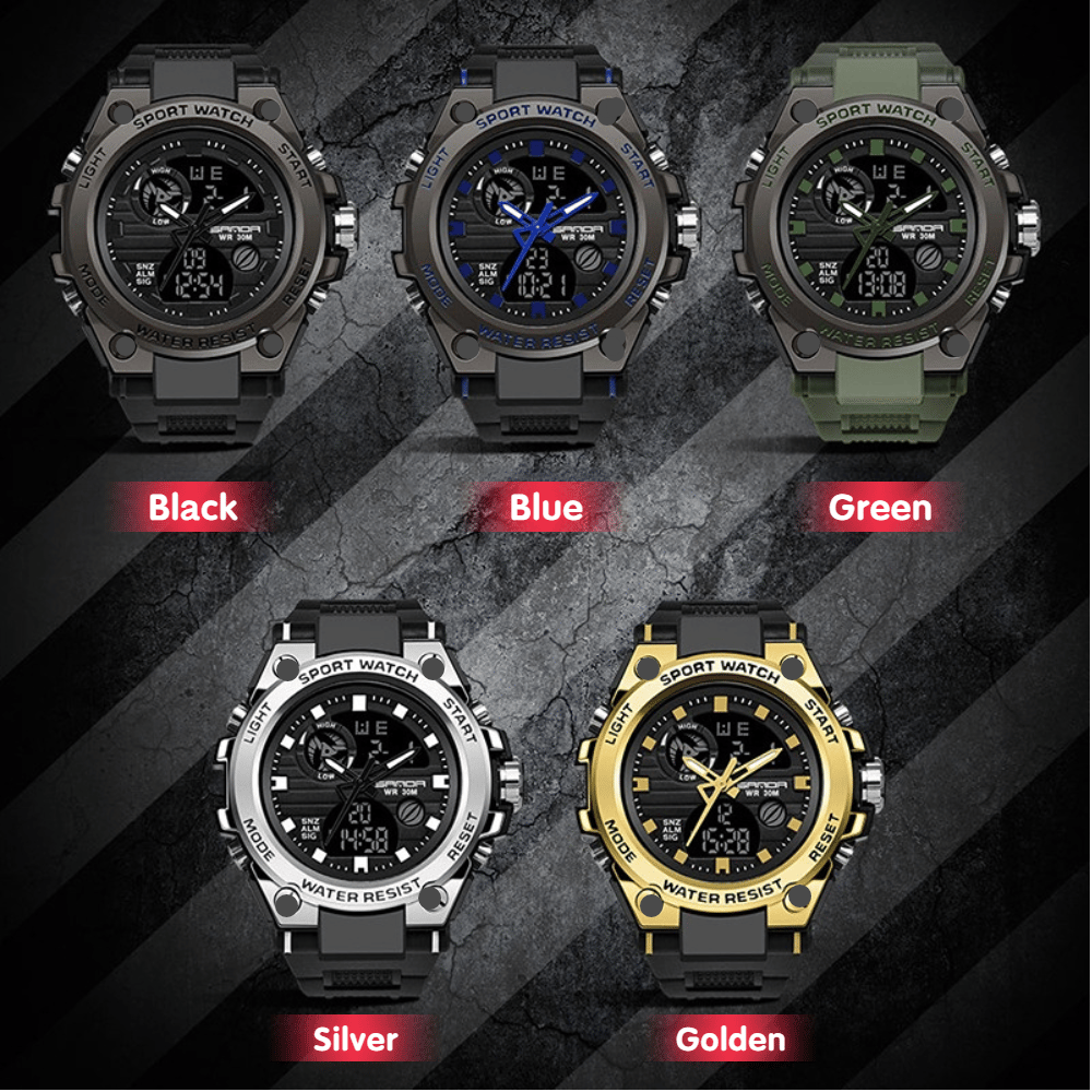 Skanto | Sporty Dual-Display Mode Multifunctional Waterproof Luminous Men's Wristwatch