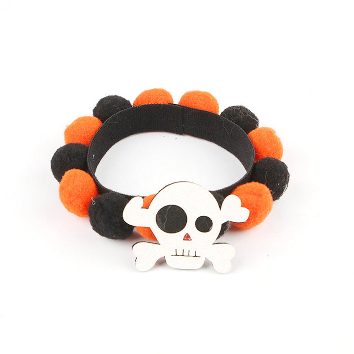 Skanto | Halloween Husdyrkrage – Justerbar Hund- og KattHals med Gresskar- og Hodeskalle-designs