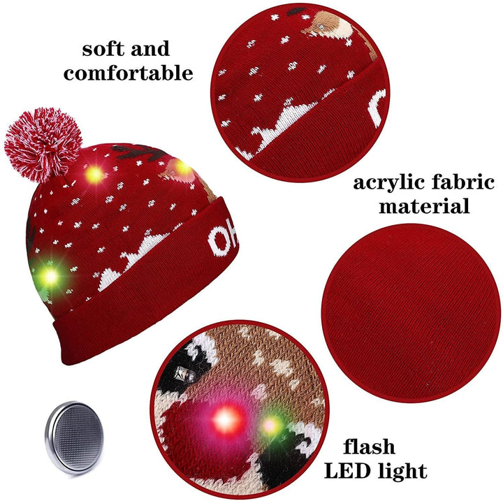 Skanto | 🎅LED Jule Strikkede Luer Lys opp Jule Beanie