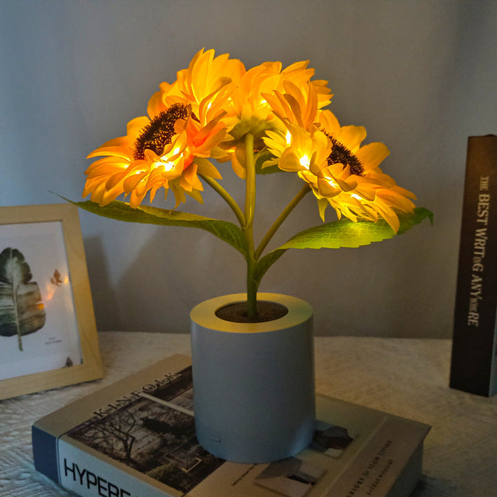 Skanto | LED Solsikke Bordlampe - Dekorativ Belysningsinnretning for Hjemmedekorasjon & Nattbordbruk