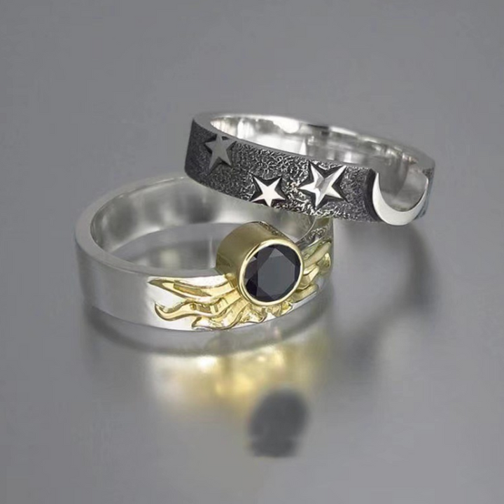 Skanto | Vintage Stjerne Måne Sol Ring Sett