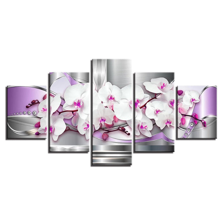 5 Piece Pink Hues White Flower - Canvas Wall Art Painting | Skanto