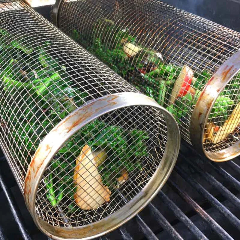 Rustfritt Stål Rullende BBQ Grillkurv | Skanto