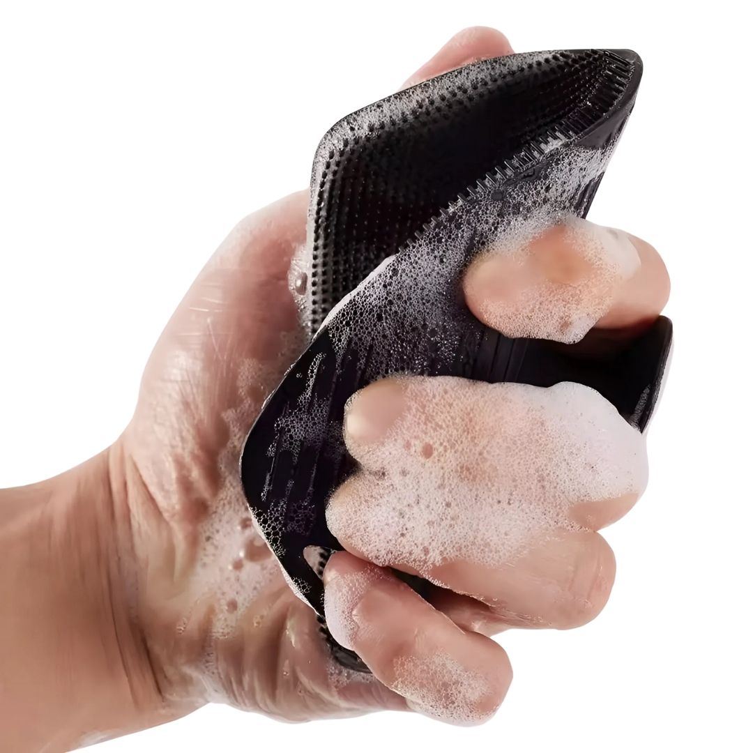 PureGlide | Silicon Kroppeskrubber – Antimikrobiell Eksfoliering – Hurtigtørkende Hygienisk Design – Følsom Hud Dushåndtering Skanto