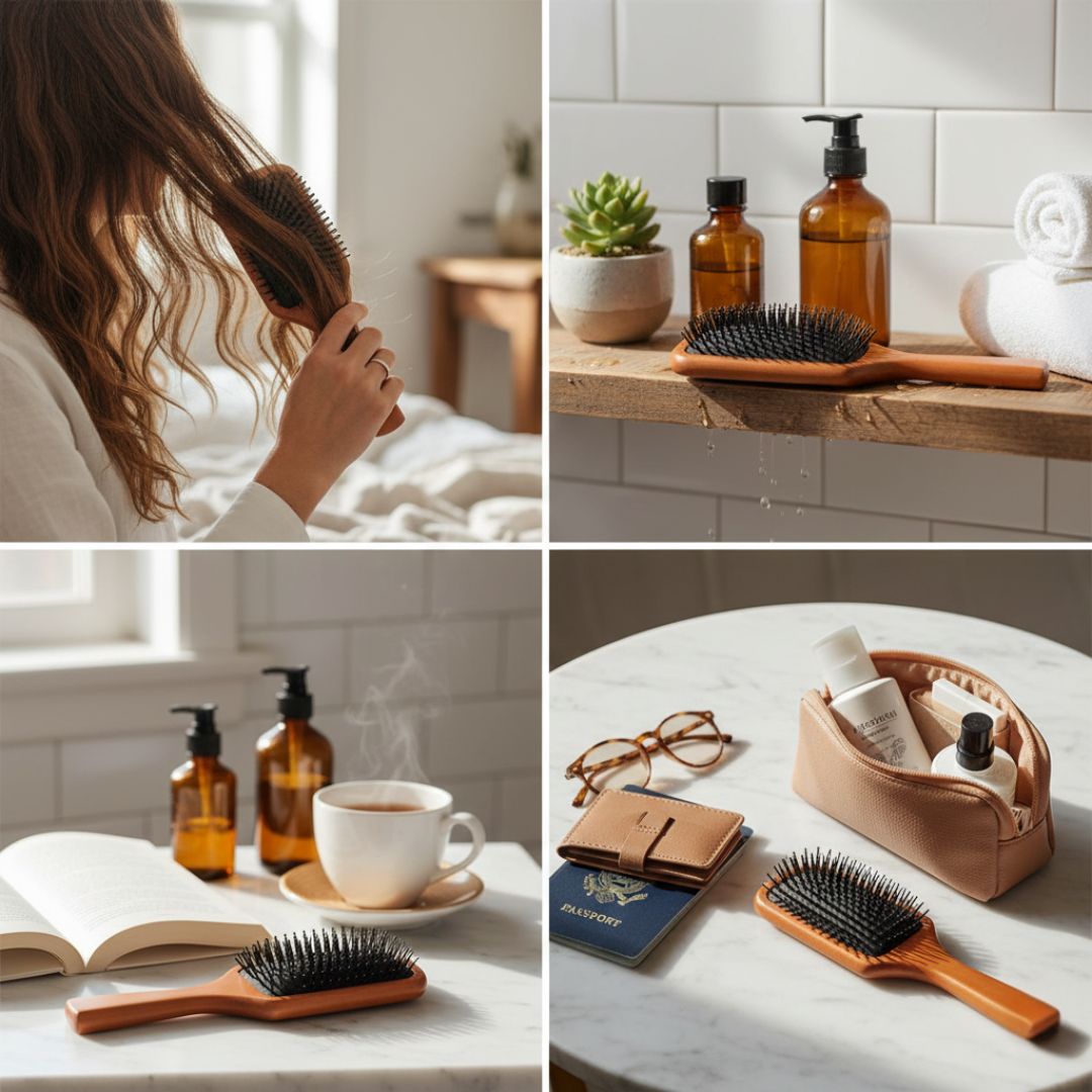 Static Detangling Brush – Frizz Control – Air Cushion Pad – Reduces Breakage – Adds Smooth, Shiny & Healthy-Looking Hair Skanto