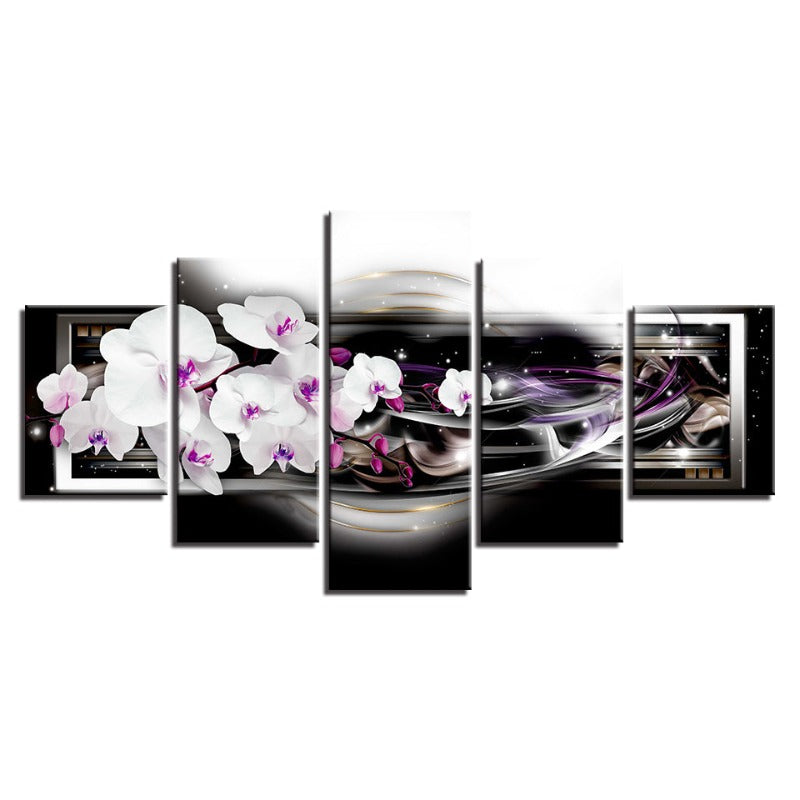 5-Piece Lilac-Hued White Flower Canvas Wall Art Painting | Skanto