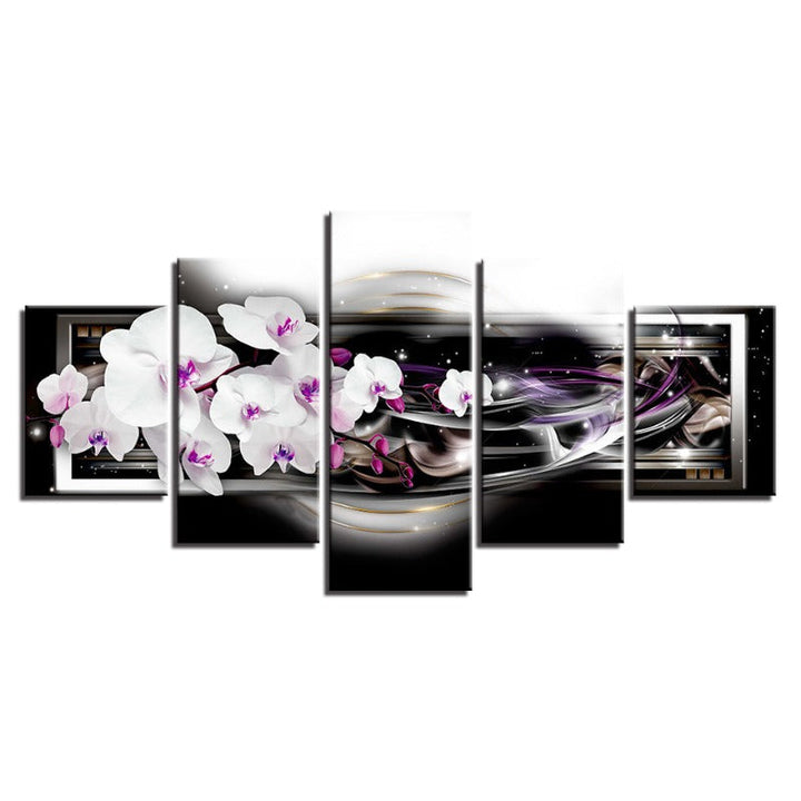 5-Piece Lilac-Hued White Flower Canvas Wall Art Painting | Skanto