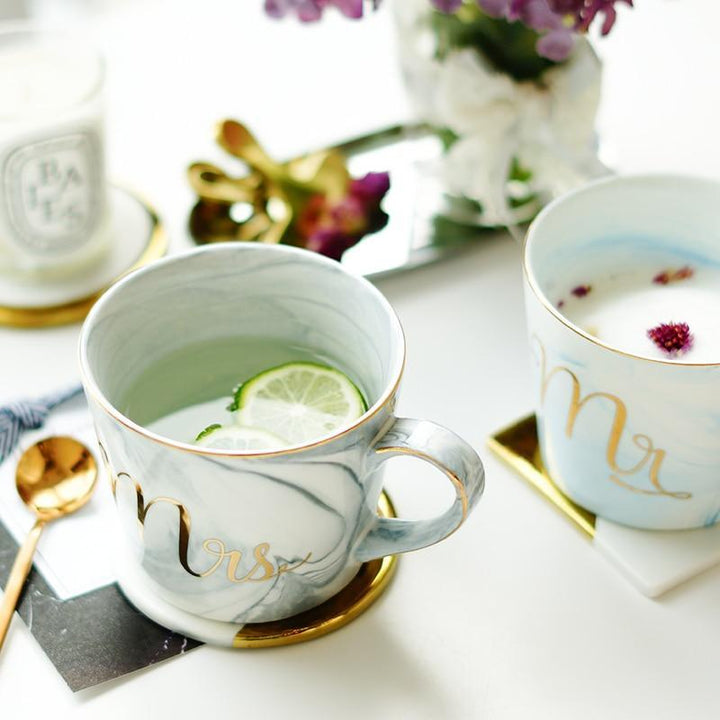 Marmor Porselen Hr & Fru Kaffe Kopper | Skanto