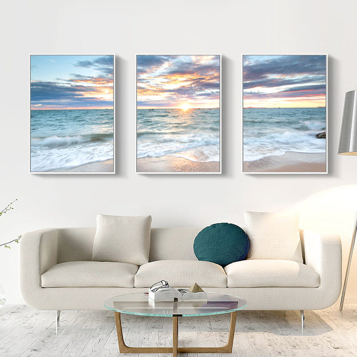 3Pcs Sunrise Beach Landscape Posters Lerret | Skanto