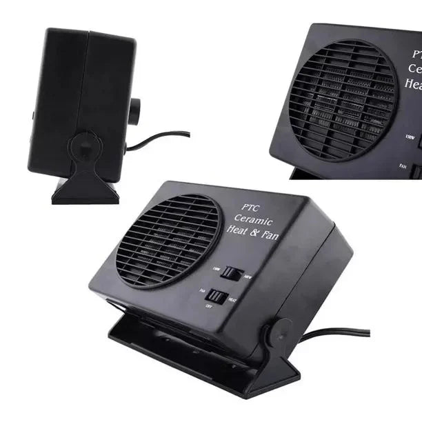 Skanto | 12V Keramisk Bilvarmer | 150W-300W Bærbar Vifte med Automatisk Termostat for Vinterbruk i Kjøretøy