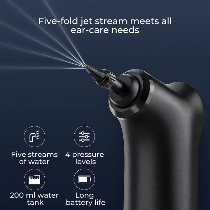 AquaCleanse | Elektrisk Ørevoksfjerner – Justerbart Vannspray – Silikontipp – Varm Irrigasjon for Familier Skanto