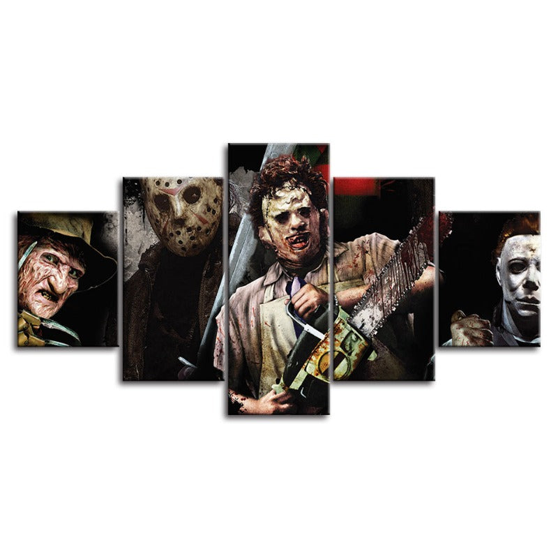 5 Piece Iconic Monster and Killer - Canvas Wall Art Painting | Skanto