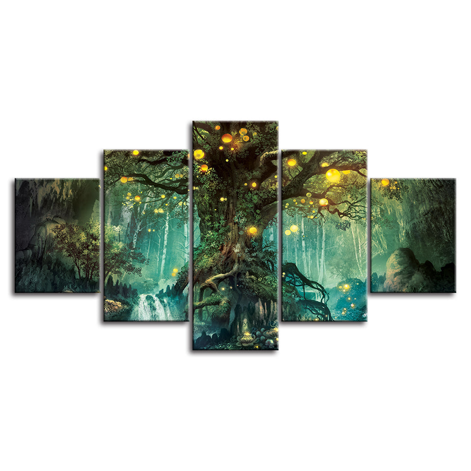Magic Forest Trunk 5 Stykke - Canvas Veggkunst Maleri