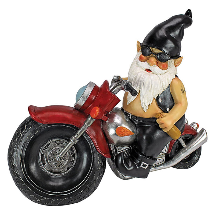 Biker Gnome Statue Mini Hagedekorasjon | Skanto