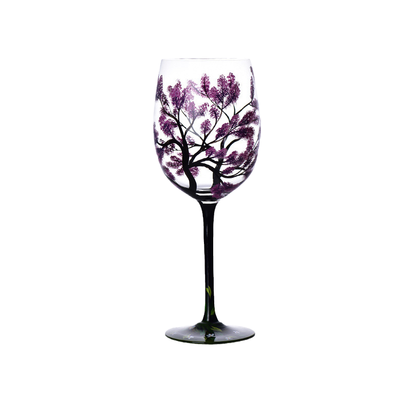 Fire Seasons Tree Vin Glass - Håndmalt Kunst | Skanto