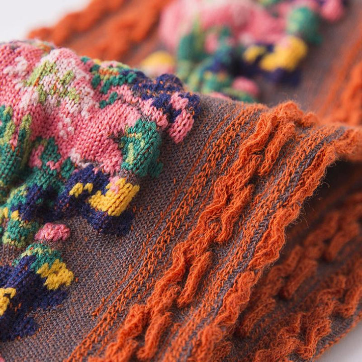 Skanto | 🧦🌸Vintage Broderte Blomst Sokker (5 Par)