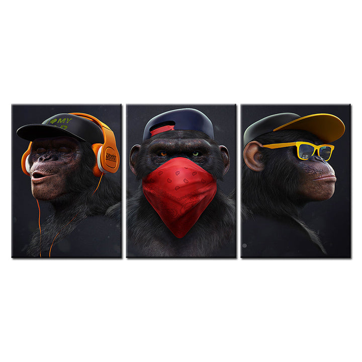 Monkey Crew 3 deler - Lerret veggkunst maleri