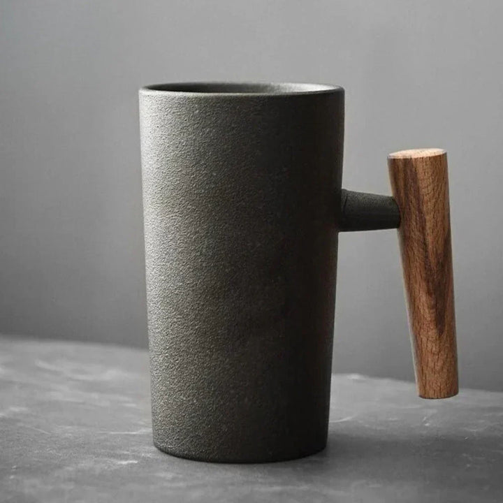 Skanto | ScandiSip Keramisk Kopp – Minimalistisk Skandinavisk Design med Trehåndtak