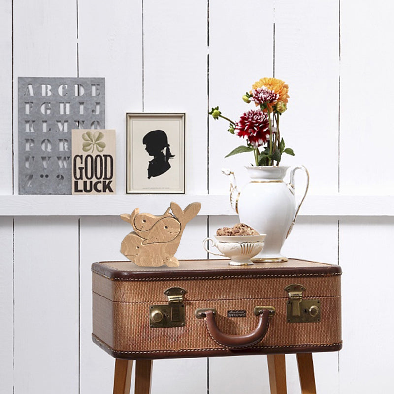 Skanto | Søtt dyrefamilie ornament, tre puslespill figur - 🎁Kjærlighetsgave