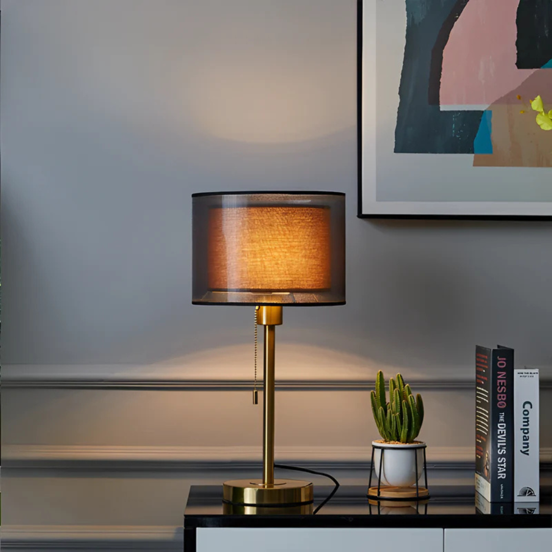 Skanto | Bordlampe med Dobbel Stofskjerm