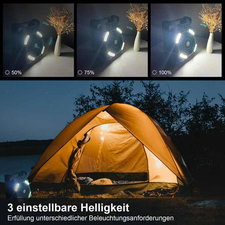 Bærbar solcelle campingvifte LED-lampe | Skanto