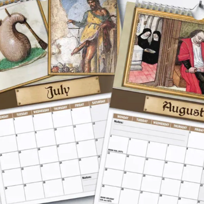 Skanto | Morsom Middelaldersk Veggkalender 2025 – Humor & Kunst