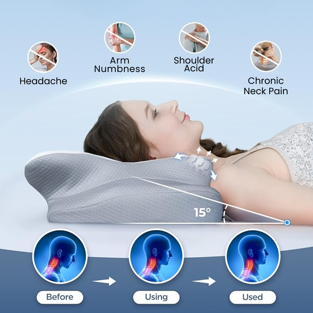 Skanto | Anti-Snorke Pute | Ergonomisk Nakke- og Hode Støtte | Hvit
