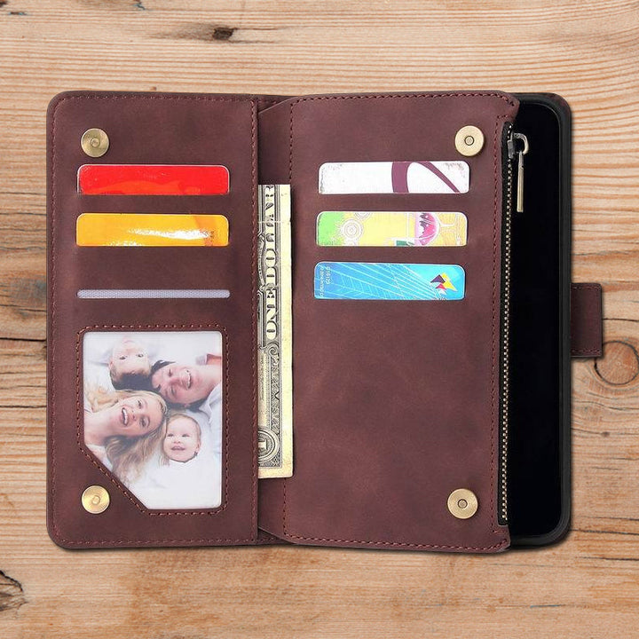 Skanto | Multi-card Glidelås Lomme Lærveske for iPhone