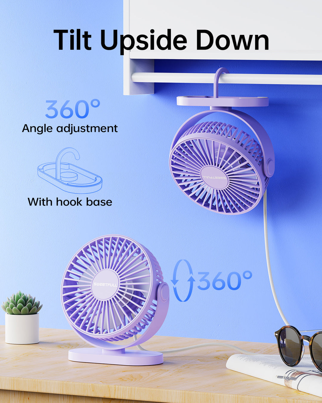 2-i-1 Krok & Skrivebord Vifte - 3-Hastigheter med 360° Rotasjon | Skanto