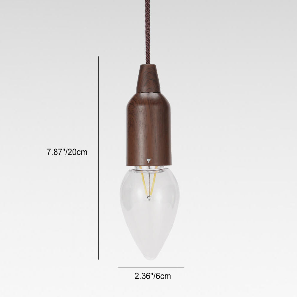 Retro bærbar, vanntett, rund trekjeglelampe med batteri og USB-tilkobling, 1 lyspære, ideell for camping og utendørsaktiviteter