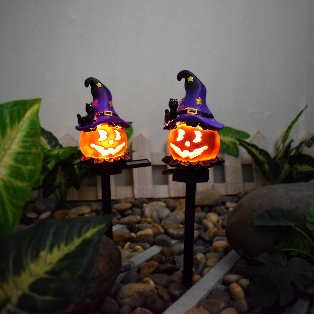 Skanto | Halloween Sollys – Dekorative LED Hage-lys med Gresskar og Heks-designs