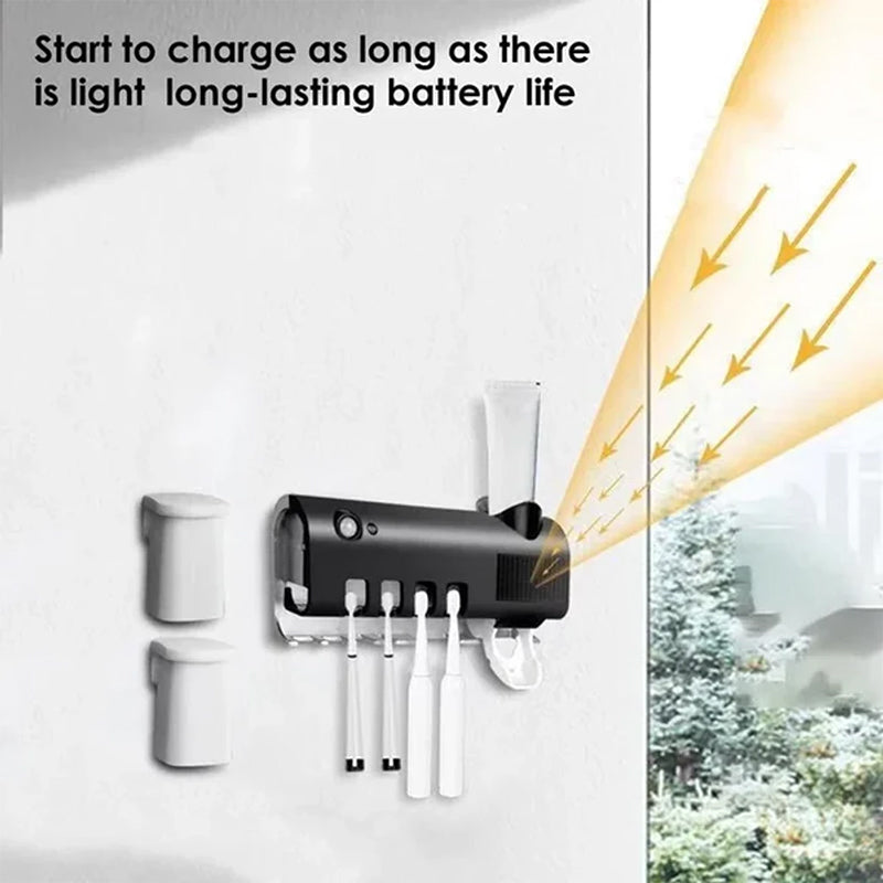 Smart UV Light Sterilizer Tandbørsteholder, Veggmontert Tannkremdispenser | Skanto