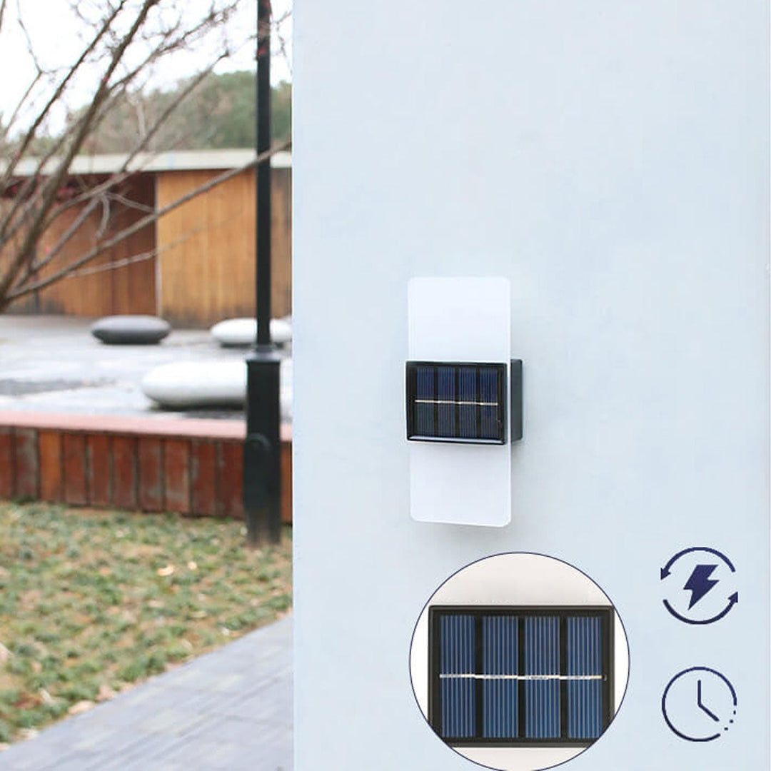 Skanto | LumaZen Solar-Drevet LED Vegglampe | Værbestandig | Solcelledrevet Utendørsbelysning | Hage- og Terrasseinnredning