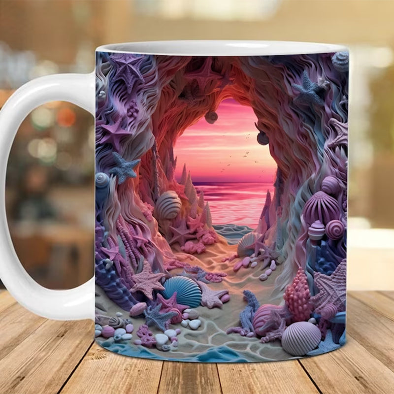 3D Ocean Beach Break Through Theme Kaffeekopp | Skanto