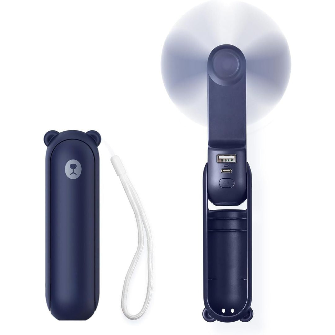 3 i 1 Håndholdt Mini Vifte | USB Oppladbar, Sammenleggbar Design & Ideell for Reise, Camping og Utendørsaktiviteter | Skanto