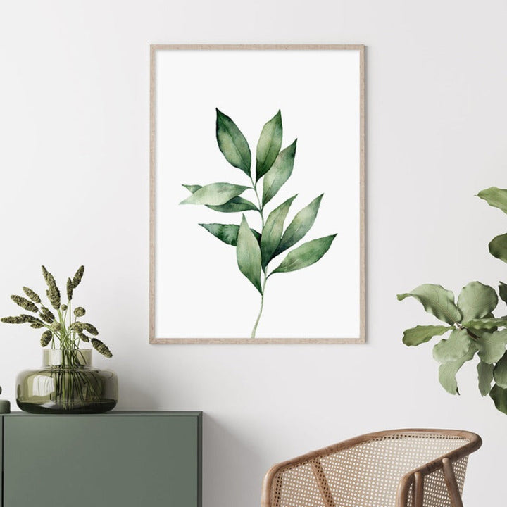 Grønn Blad Tropisk Botanisk Akvarell Plakat
