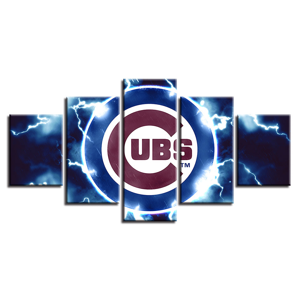 Charged Chicago Cubs 5 deler-lerret veggkunst maleri | Skanto