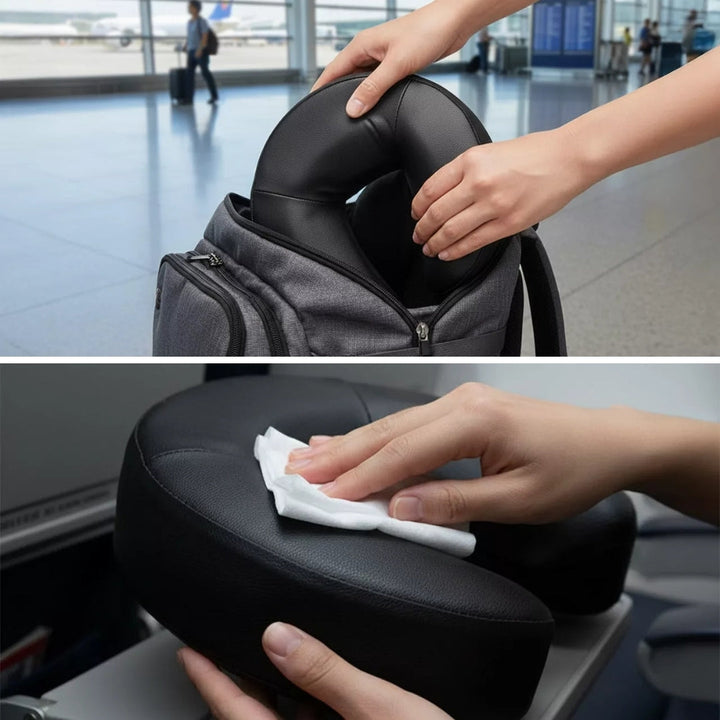 Nakkesmerter Lindring – Ergonomisk U-formet Støtte – Lett Komfort for Flyreiser & Lange Reiser Skanto