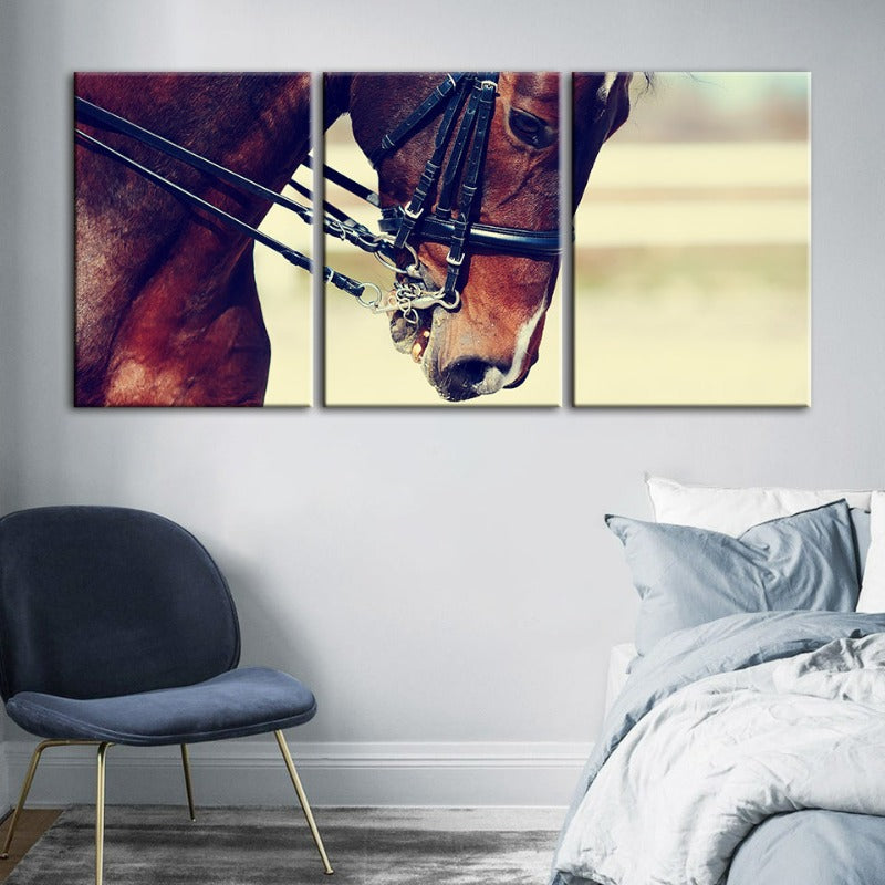 Elegant Halter Hest Canvas Veggkunst Maleri 3 Deler