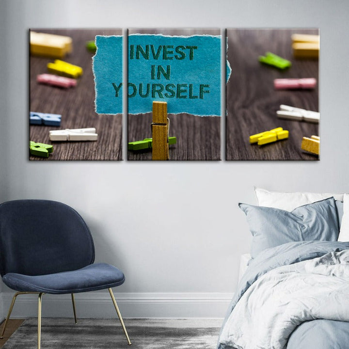 Invester i deg selv - Canvas veggkunst maleri 3 deler